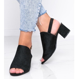 Crne sandale na stupu s gornjim dijelom Blubbery crno 1