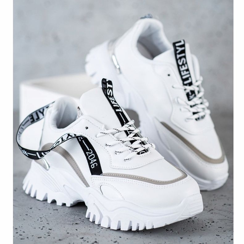 Ideal Shoes Bijele modne tenisice bijela 2