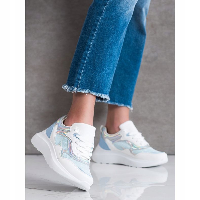 Sweet Shoes Tenisice sa sjajem bijela plava 1