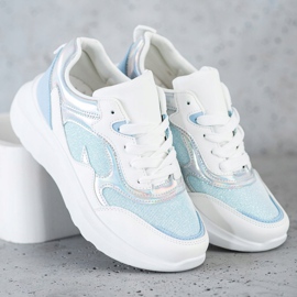 Sweet Shoes Tenisice sa sjajem bijela plava 2