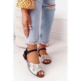 Kožne Maciejka 05199-25 Crne i zlatne sandale crno zlatna 2