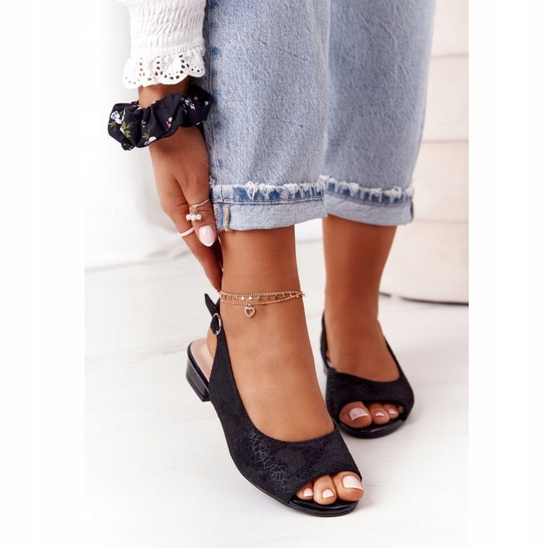 Sandale na visoku petu od antilopa Sergio Leone SK807 Crna crno 1