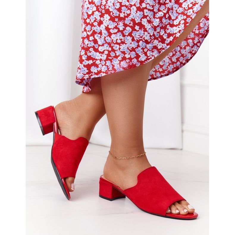 Papuče od antilopa na peti Sergio Leone KL313 Crvena 1