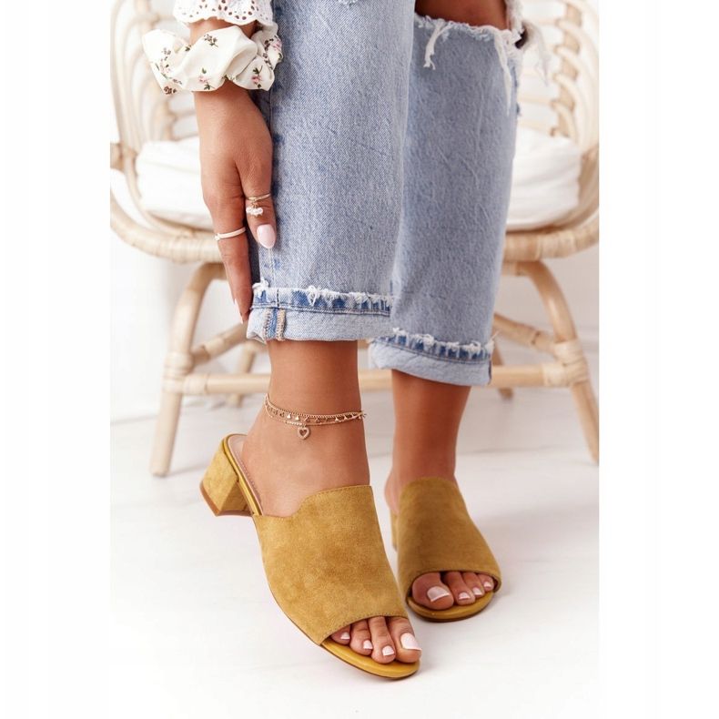 Papuče od antilopa na peti Sergio Leone KL313 Žuta žuta boja 2