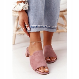 Papuče od antilopa na peti Sergio Leone KL313 Pink ružičasta 1