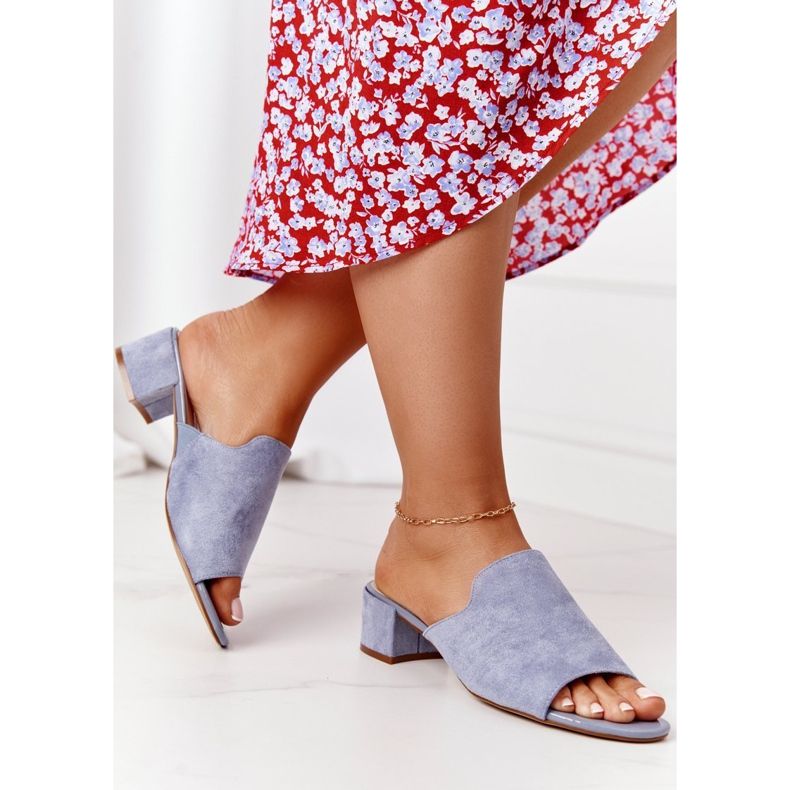 Papuče od antilopa na peti Sergio Leone KL313 Plava 1