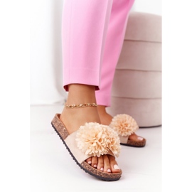 Bež papuče Flowerbomb na potplatu od pluta 2