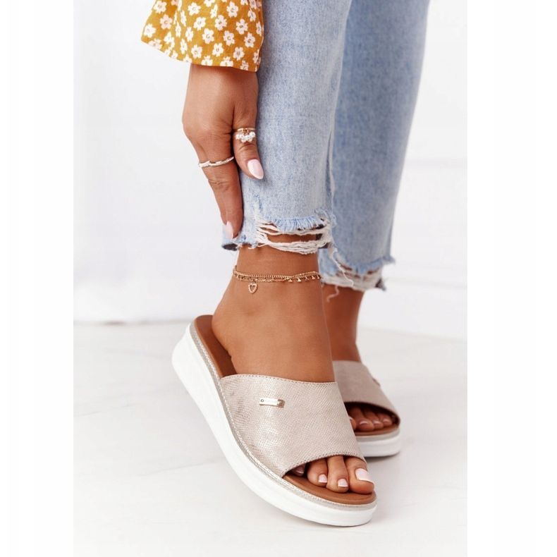 Sandale na klin Sergio Leone SK042 zlatne zlatni 1