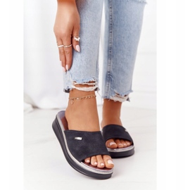 Crne papuče na klin Sergio Leone SK042 crno 1