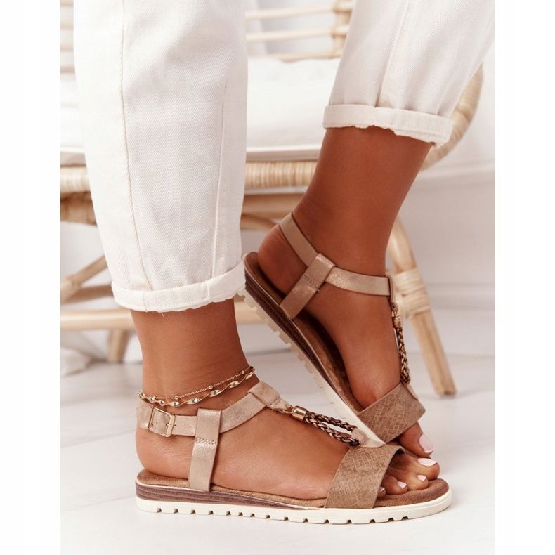 PE1 Žene bakrene ravne sandale od vrbe bakar 1