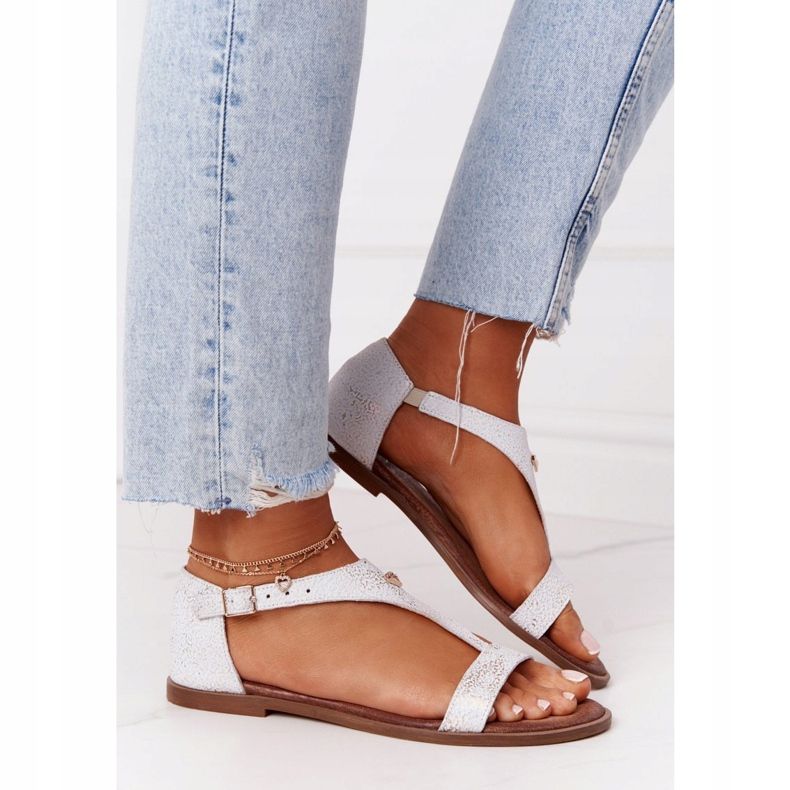 Ženske kožne sandale Nicole 2648 bijela metalik višebojan 2