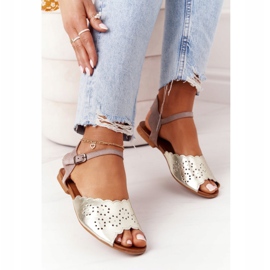 Kožne sandale Maciejka 05199-04 Bež i zlato zlatna 2