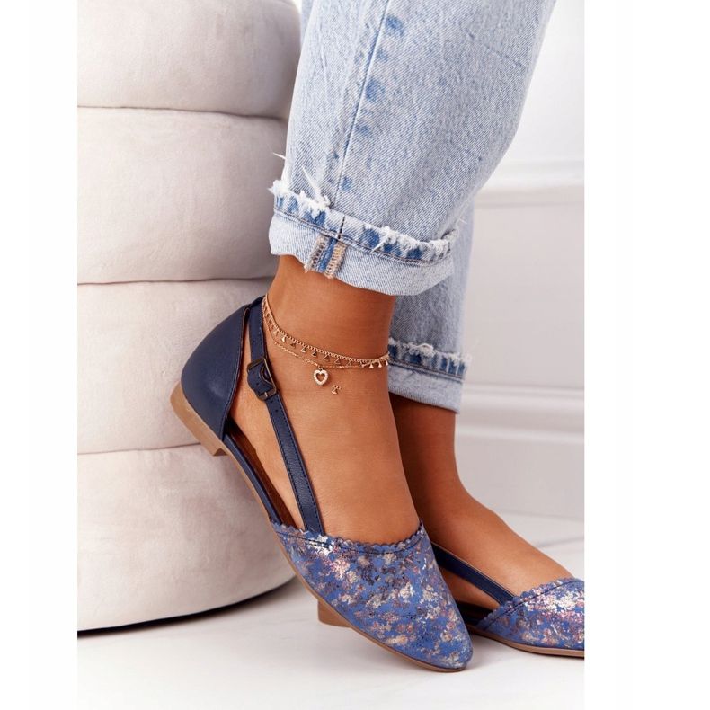 Maciejka 4972A-17 Tamnoplave kožne balerinke tamnoplava 2