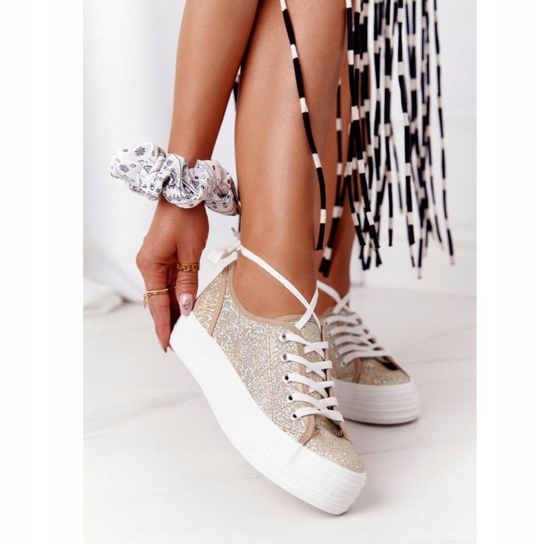 S.Barski Svjetlucave tenisice na platformi Golden Luna zlatna 1