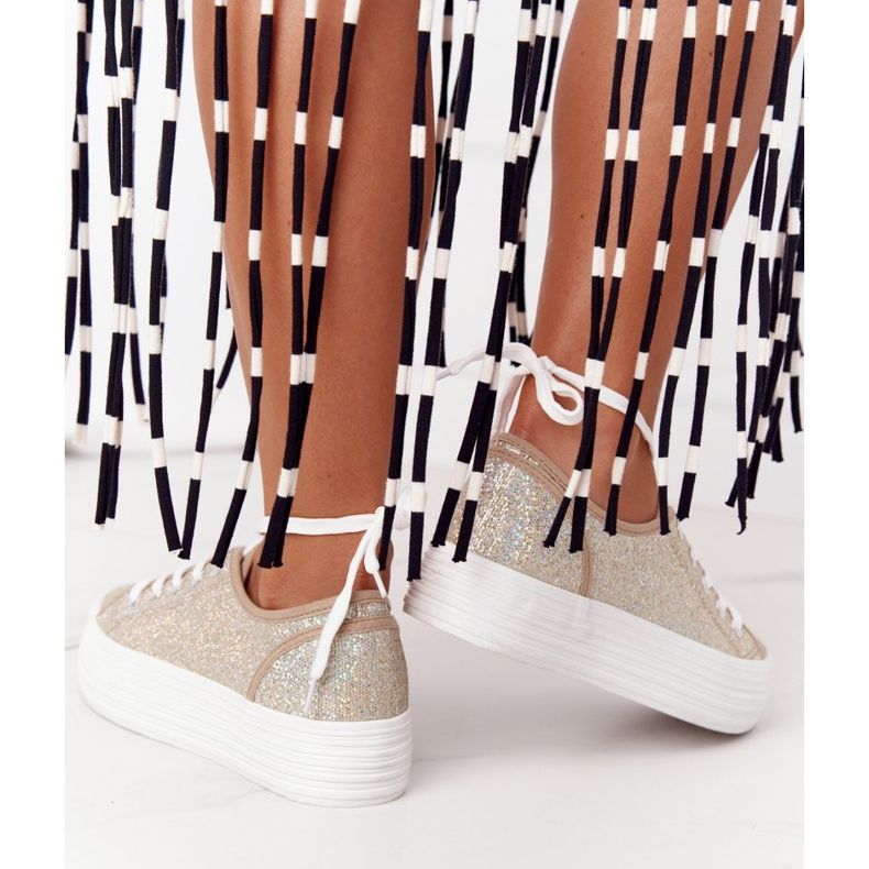 S.Barski Svjetlucave tenisice na platformi Golden Luna zlatni 2