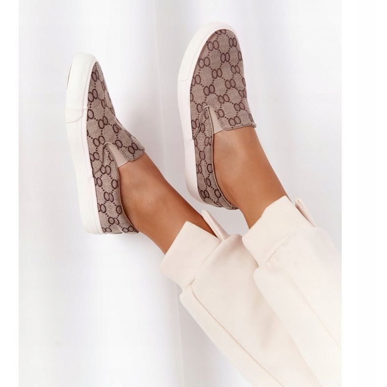 Ženske tenisice s logotipom Slip-On Khaki Challenge smeđa 1