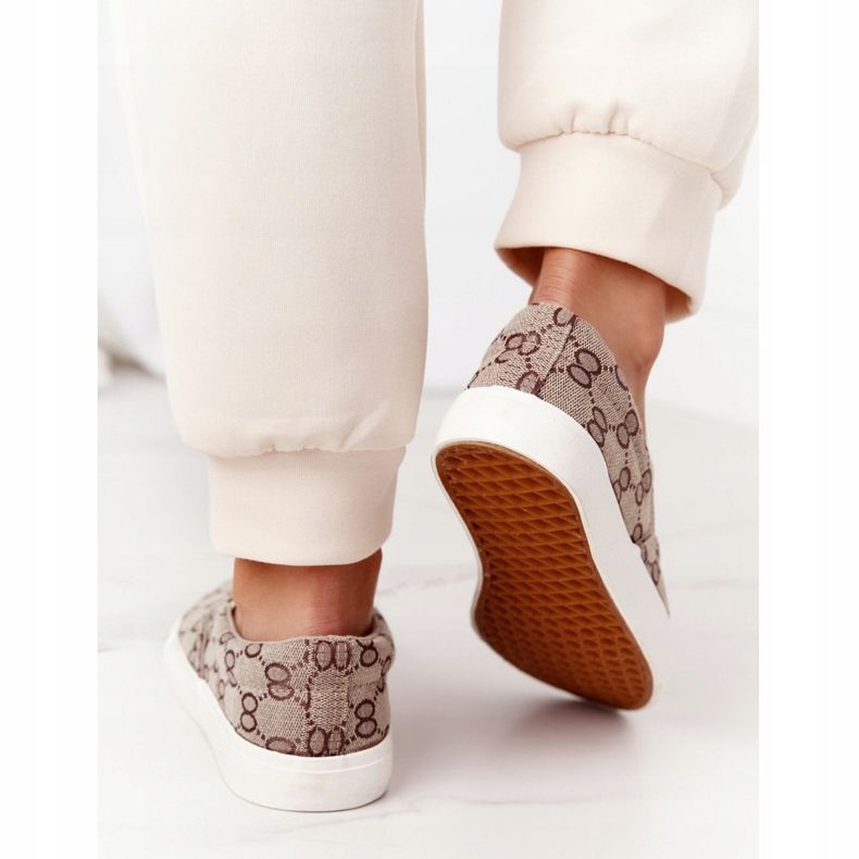 Ženske tenisice s logotipom Slip-On Khaki Challenge smeđa 2