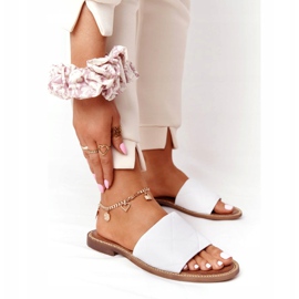 Kožne papuče s prošivenim Nicole 2650 bijele bijela 1