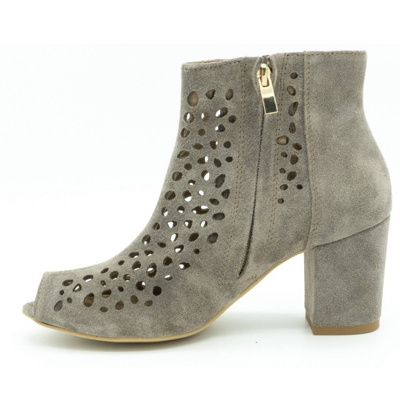 Exousite Ažurne kožne čizme za žene 1184 sive boje siva 1