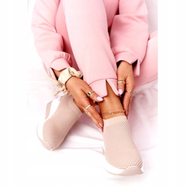 Ažurne tenisice na klin na bež HO248 Harmony 1