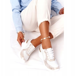 Kožne tenisice na klin S.Barski 82105 Bijelo-zlatno bež bijela zlatni 5