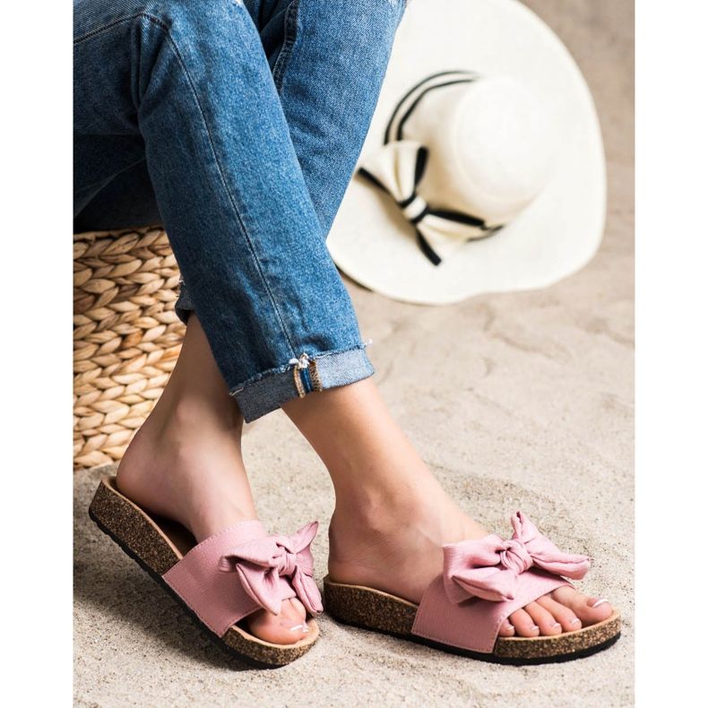 SHELOVET Papuče s mašnom ružičasta 1