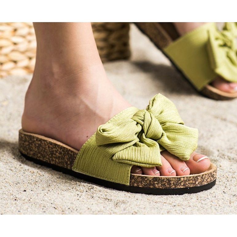 SHELOVET Papuče s mašnom zelena 2