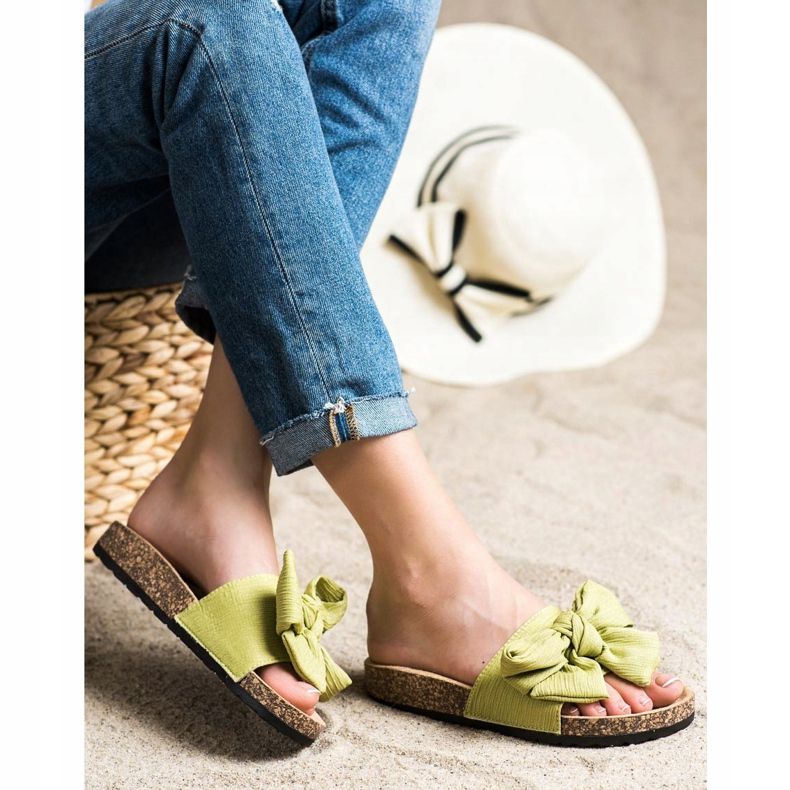 SHELOVET Papuče s mašnom zelena 1