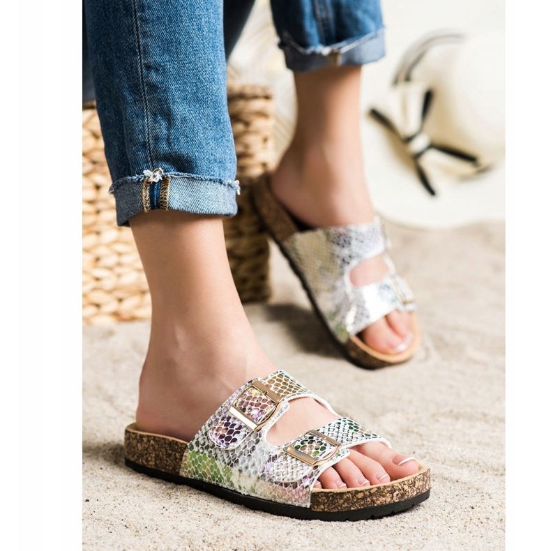 SHELOVET Papuče s Holo efektom srebro siva raznobojna 2