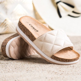 Comer Udobne papuče na platformi bež 1