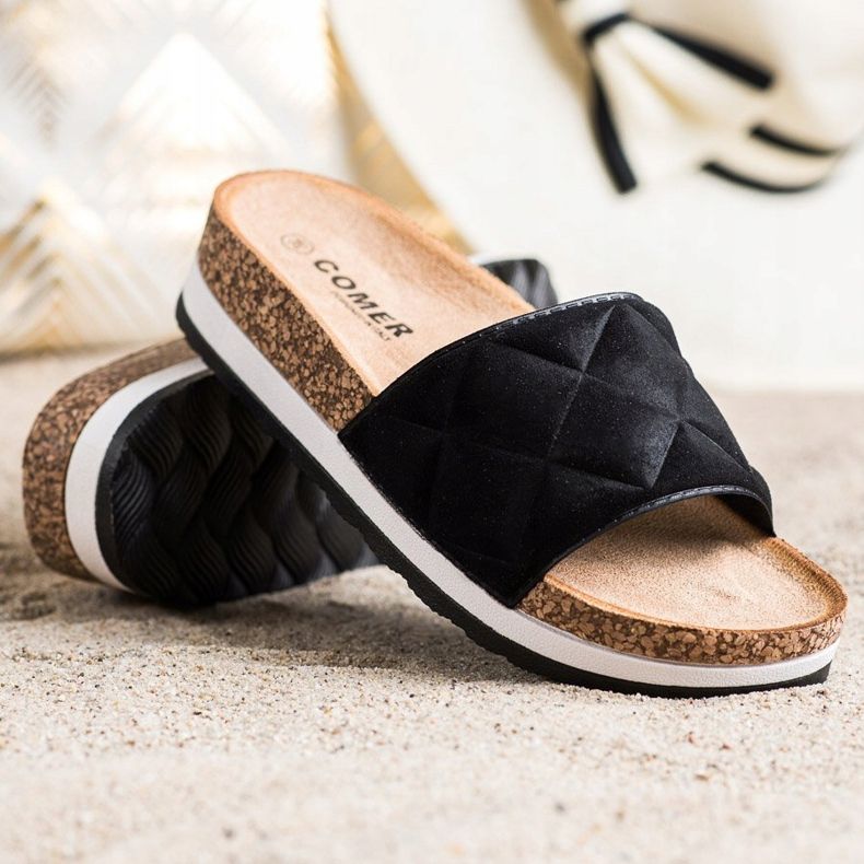 Comer Udobne papuče na platformi crno 1