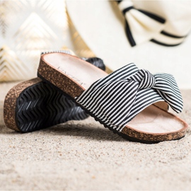 Sandale na pruge Vinceza bijela crna 1