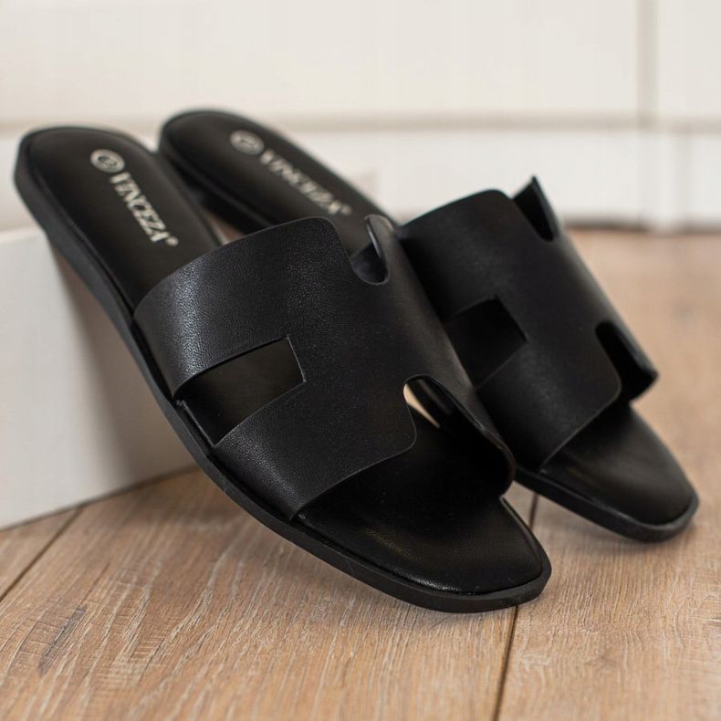 Ležerne crne VINCEZA papuče crno 1