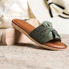 VINCEZA papuče od antilopa zelena 1