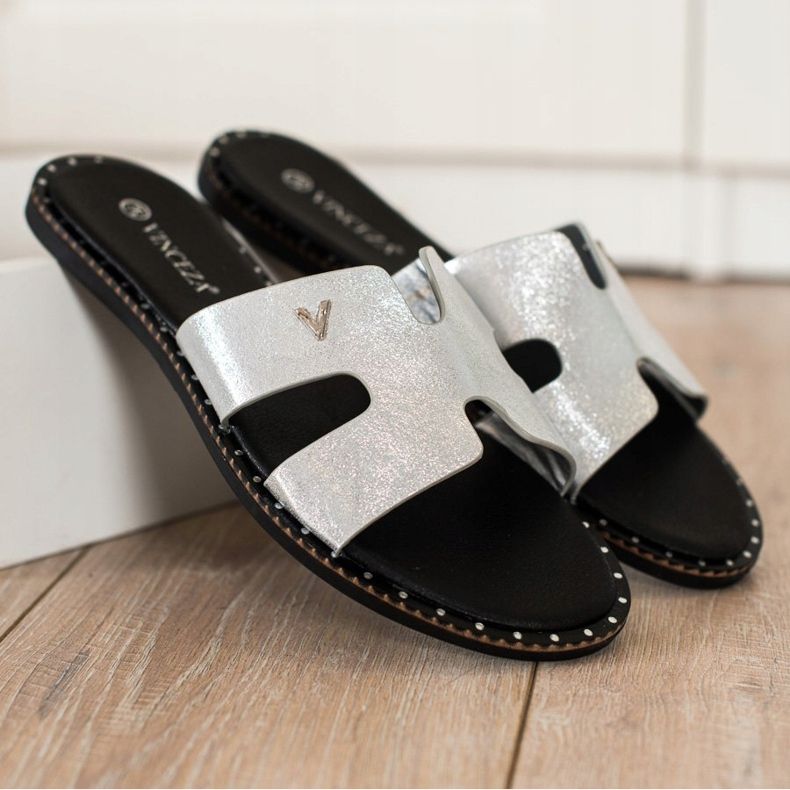 Svjetlucave VINCEZA papuče srebro 1