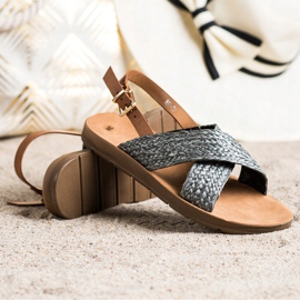 SHELOVET Udobne pletene sandale crno 1