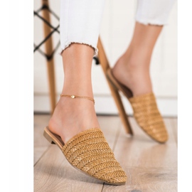 SHELOVET Papuče od slame smeđa 2