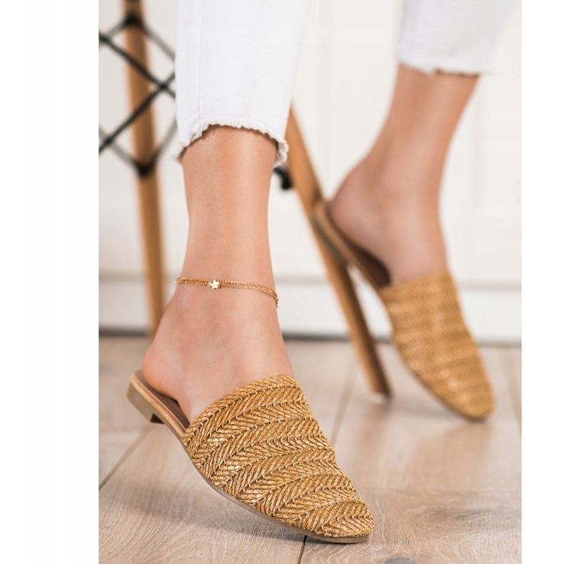 SHELOVET Papuče od slame smeđa 2