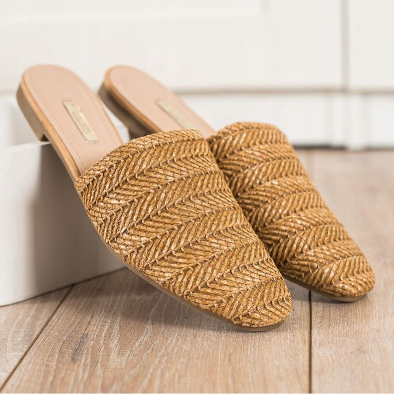 SHELOVET Papuče od slame smeđa 1