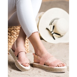 SHELOVET Sandale sa pletenicama na platformi ružičasta 2