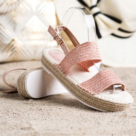 SHELOVET Sandale sa pletenicama na platformi ružičasta 1