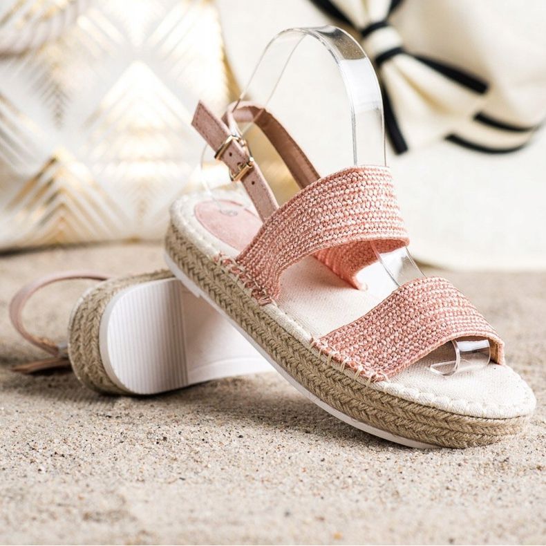 SHELOVET Sandale sa pletenicama na platformi ružičasta 1