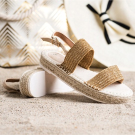 SHELOVET Sandale sa pletenicama na platformi bež naranča 1