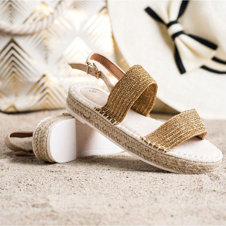 SHELOVET Sandale sa pletenicama na platformi bež narančasta 1