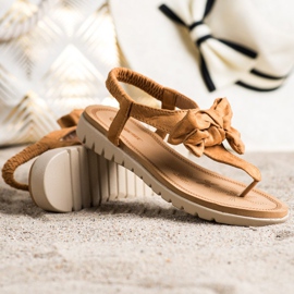 SHELOVET Sandale s japankama s mašnom smeđa 1