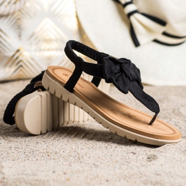 SHELOVET Sandale s japankama s mašnom crna 1