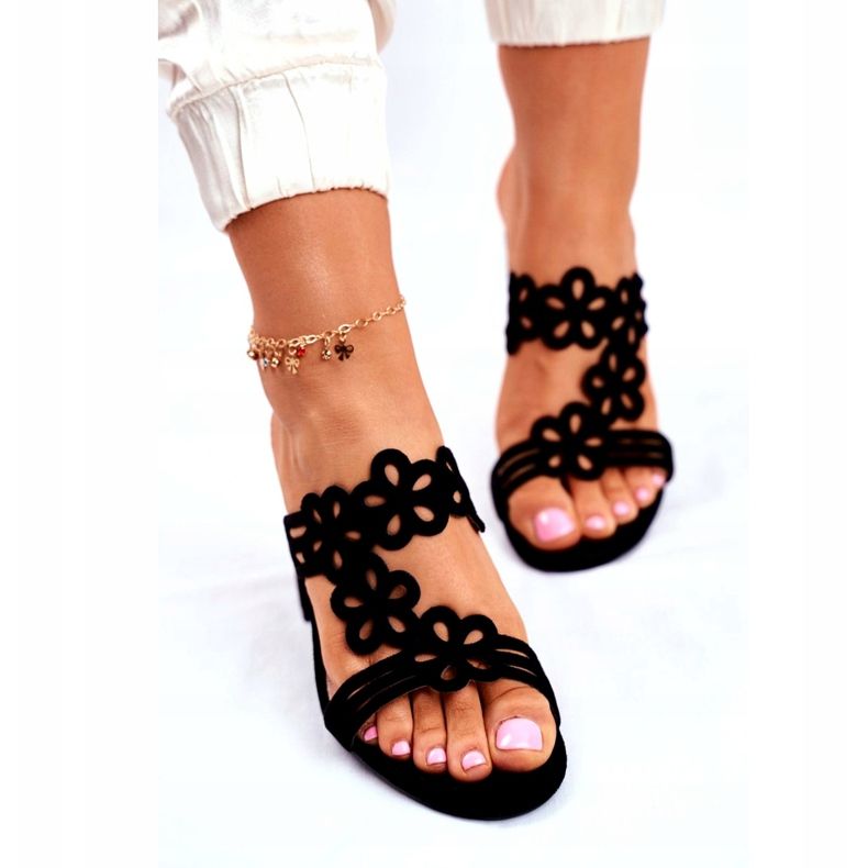 Ženske papuče na visoku petu Sergio Leone crne SK031 crna 3