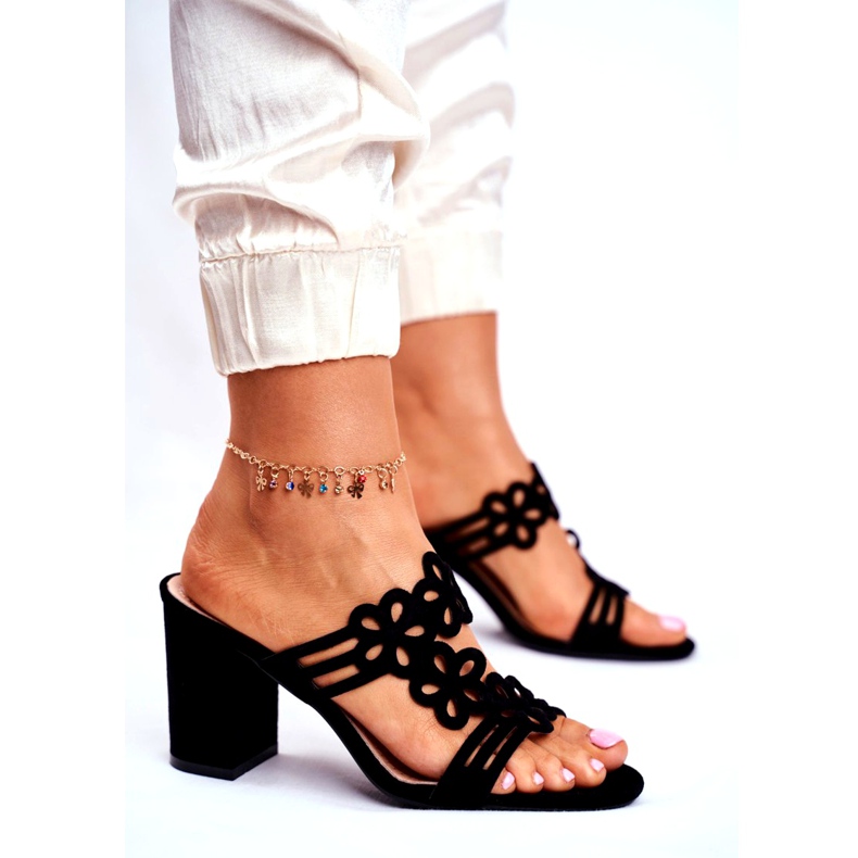 Ženske papuče na visoku petu Sergio Leone crne SK031 crna 4