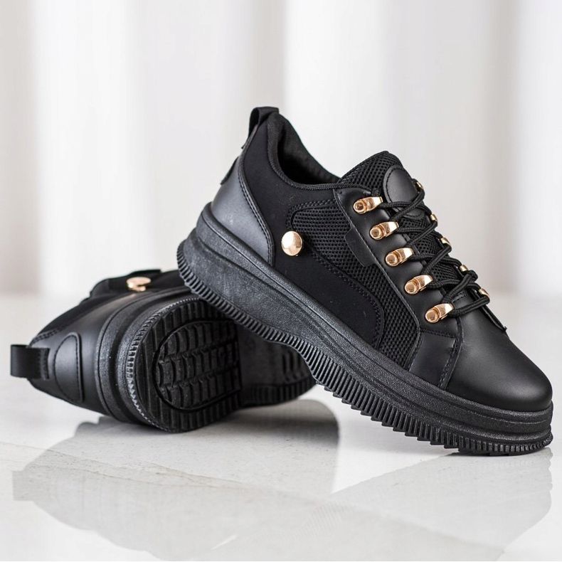 SHELOVET Crne tenisice na platformi crna 1