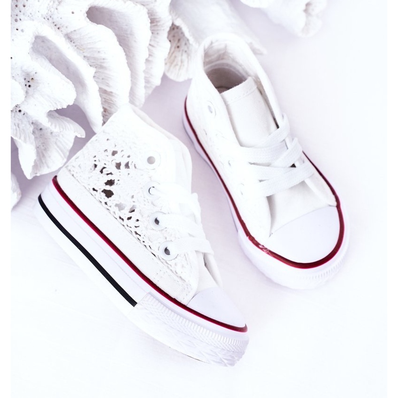 Dječje tenisice s visokim vrhom s čipkastom bijelom Roly-Poly bijela bijela 2